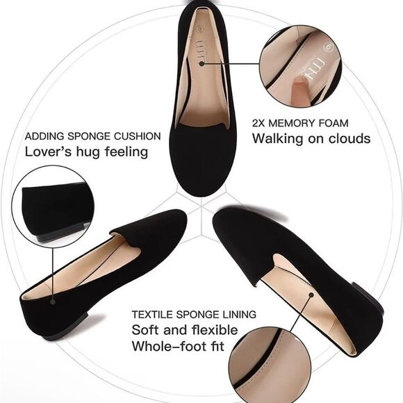 MUSSHOE Flats Shoes Comfortable Round Toe Memory Foam Women's Sz 6 Dusty Blue - Picture 12 of 16